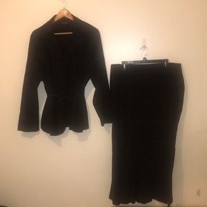 Brown plaid Skirt Suit (16)